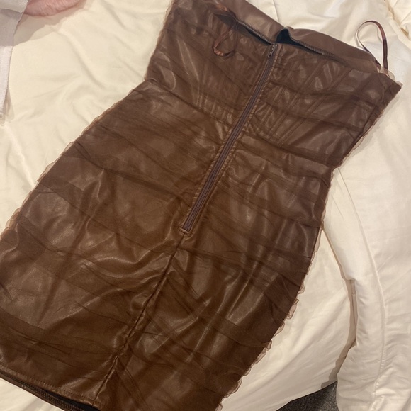 Brown Strapless Corset Style mini Dress - Picture 4 of 4